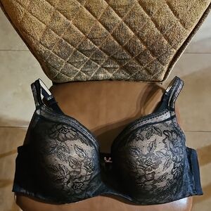 Cacique Lane Bryant Modern Lace Covered Lightly Lined Balconette Underwire Bra